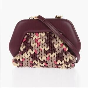 Chic Burgundy and Cream Woven Clutch